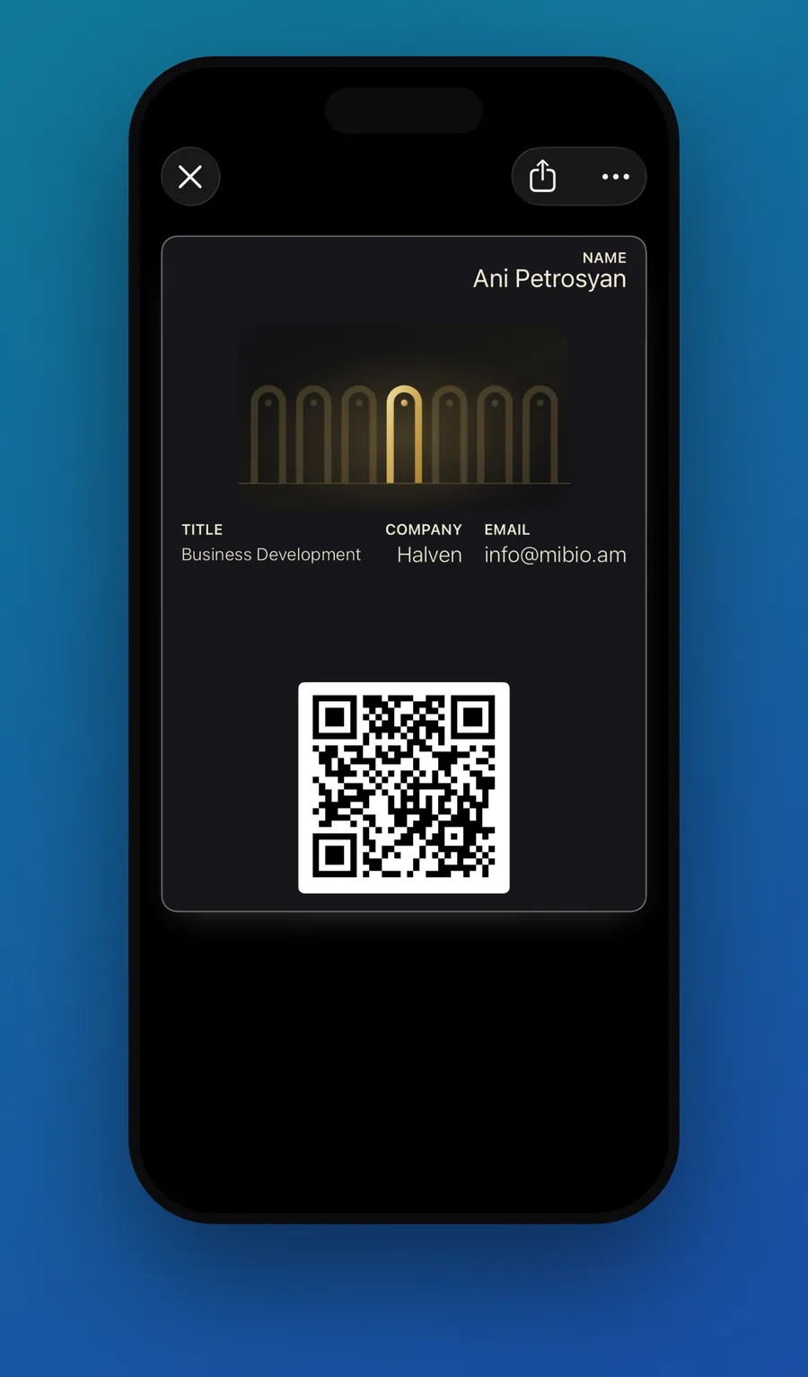 The Mibio app: the card in Apple Wallet